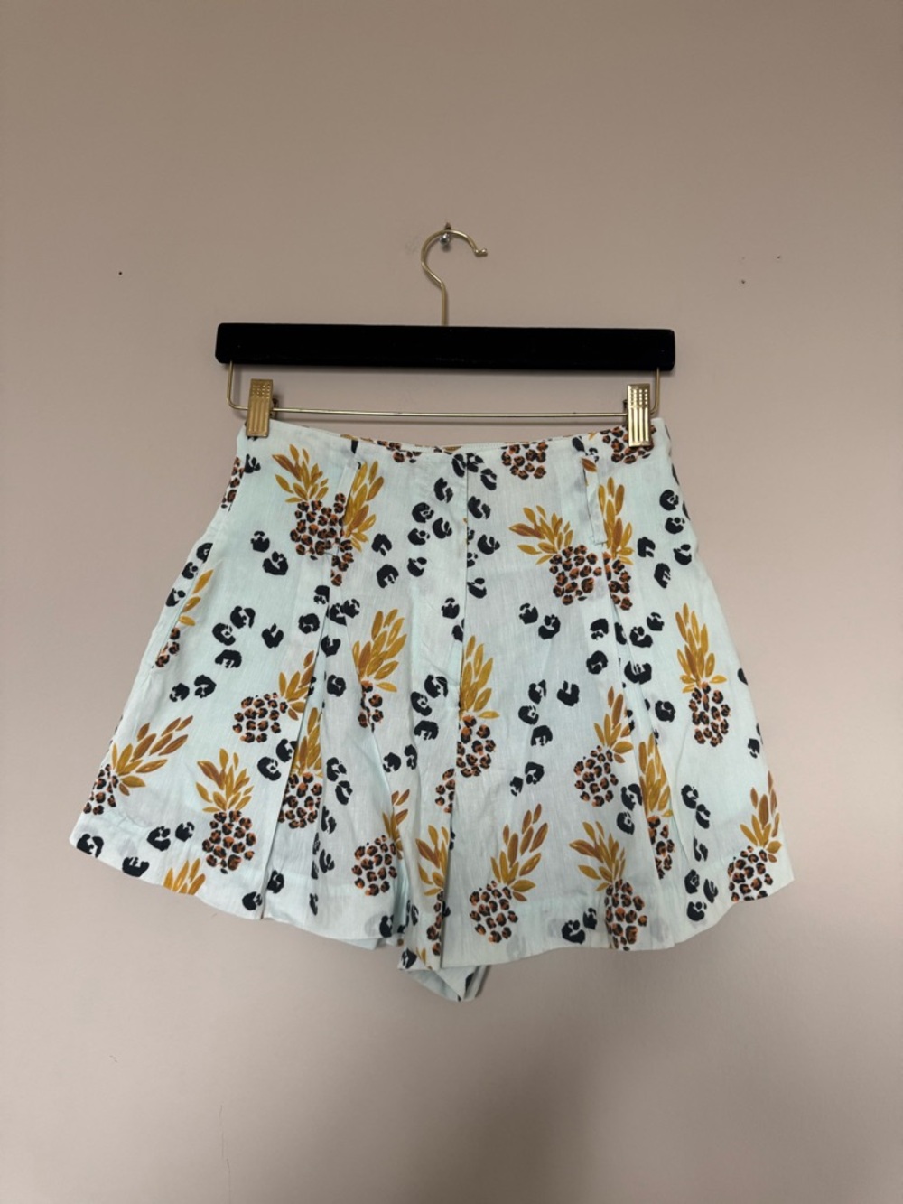 Jonathan Simkhai White Floral & Pineapple Printed High-Waist Shorts